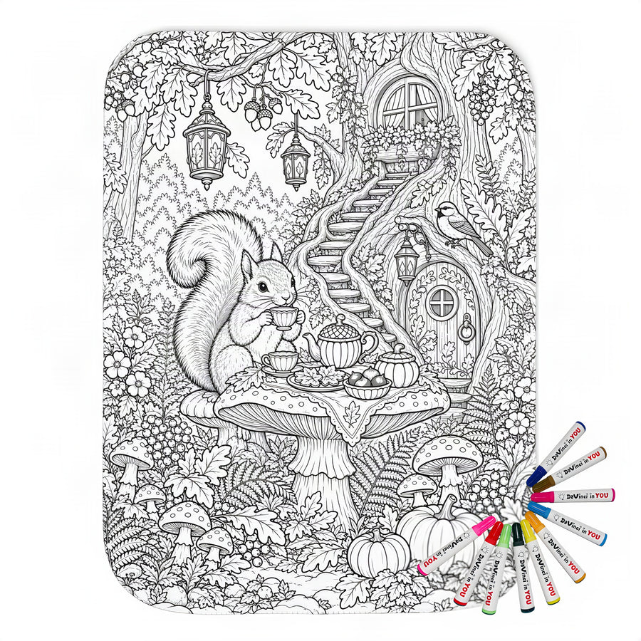 Coloring blanket with fabric markers