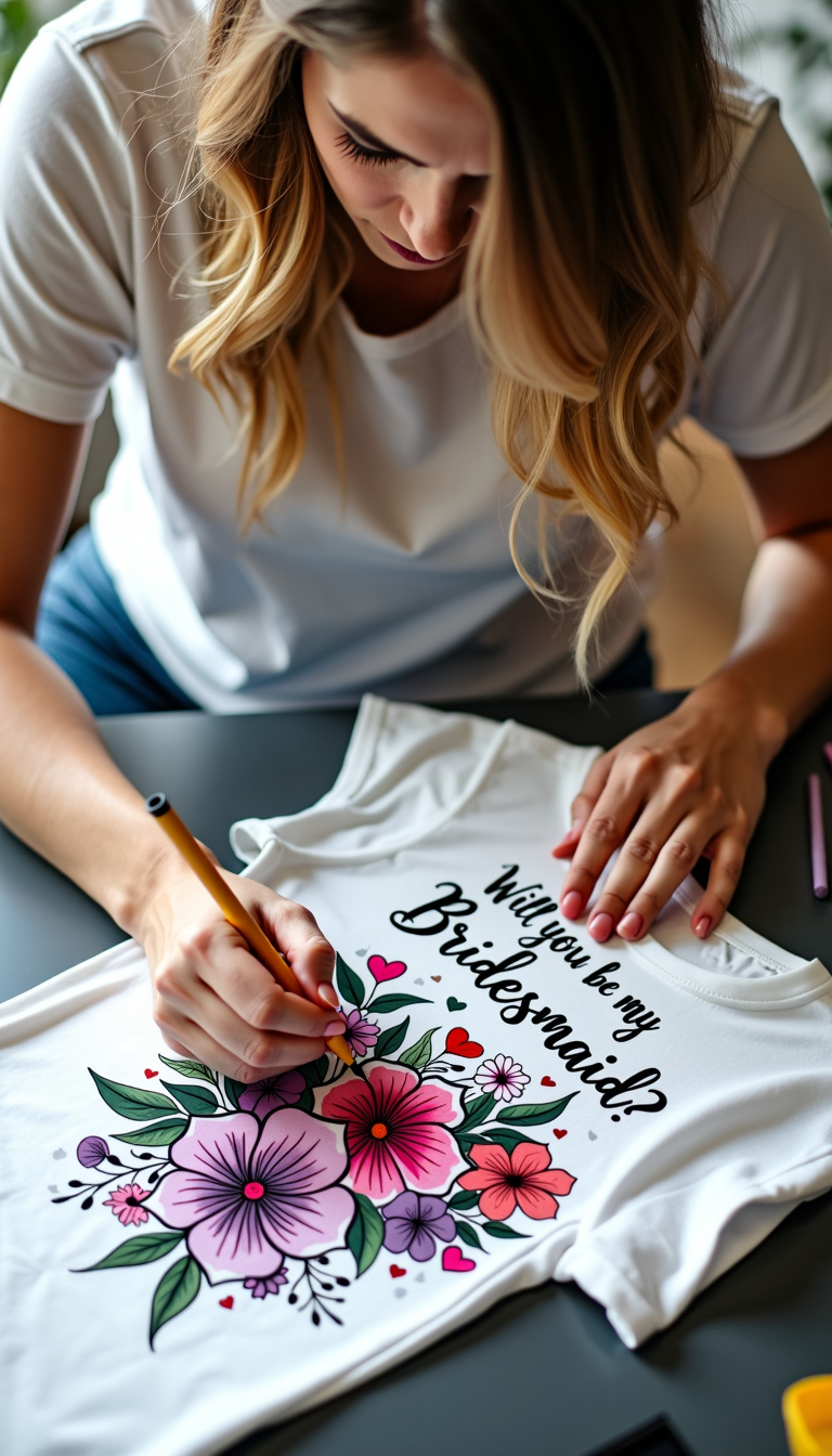 Women's T-shirt Coloring Kit with 10 Fabric Markers - Wedding Proposal