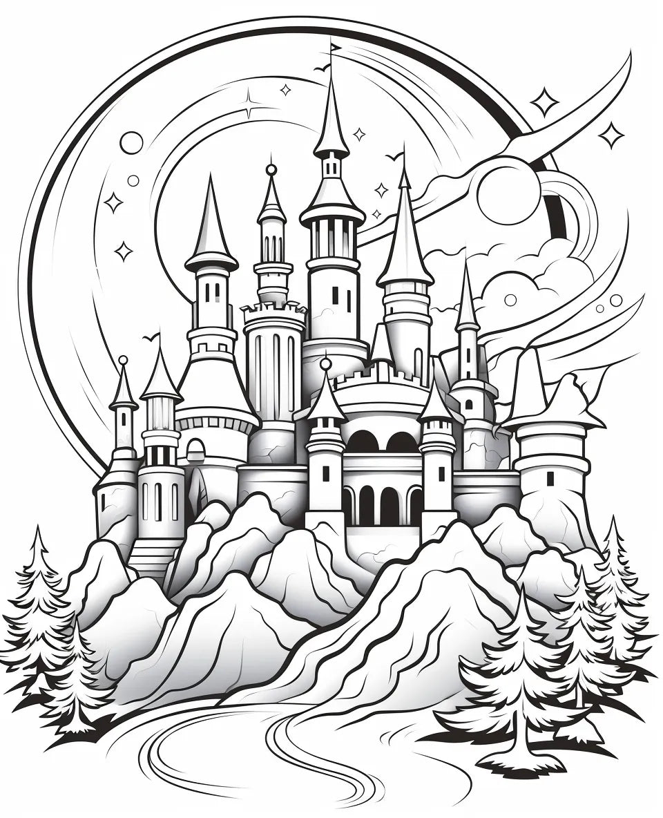 Castle coloring blanket design