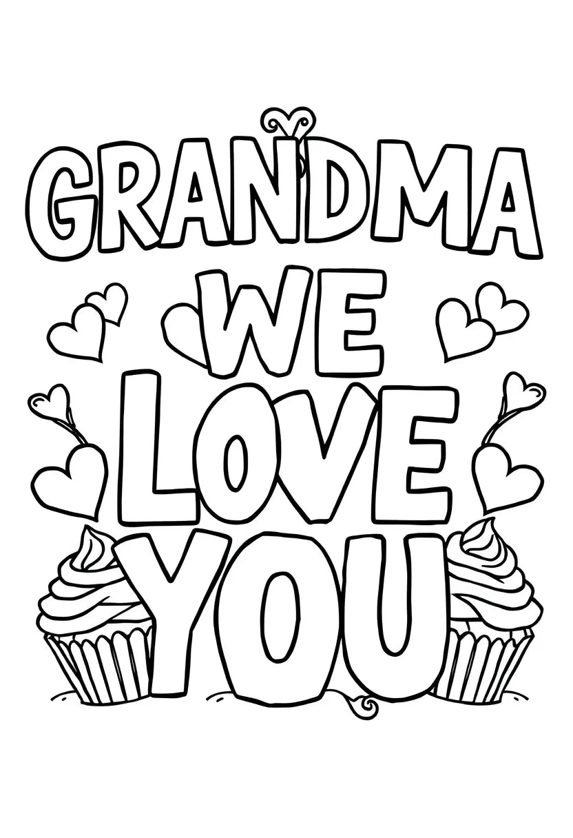 Grandma WE LOVE YOU coloring blanket design