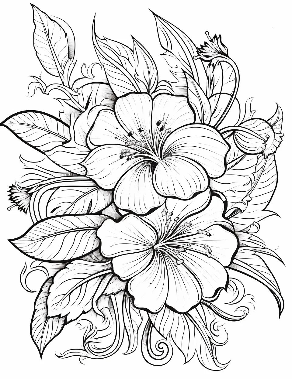 Hibiscus coloring blanket design